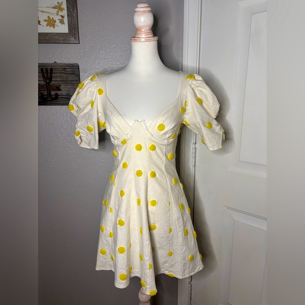 For love and lemons | sz  nwot | Claude linen polka dot mini dress